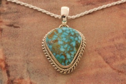 Artie Yellowhorse Genuine Kingman Web Turquoise Sterling Silver Pendant